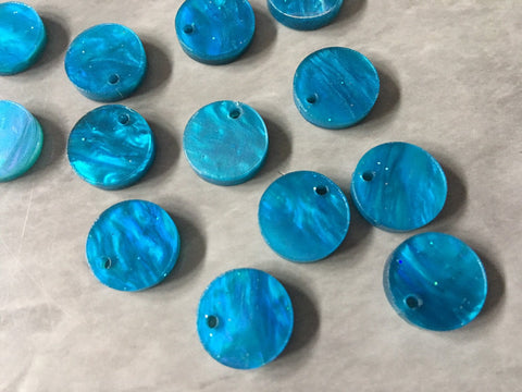 Blue Sparkle Acrylic Blanks, 12mm earring circles, dangle beads monogram earrings, acrylic blanks, circular earrings, acrylic circles