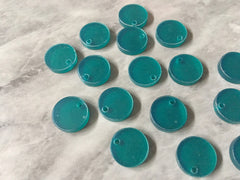 Teal Jelly Acrylic Blanks, 12mm earring circles, dangle beads monogram earrings, acrylic blanks, circular earrings, acrylic circles