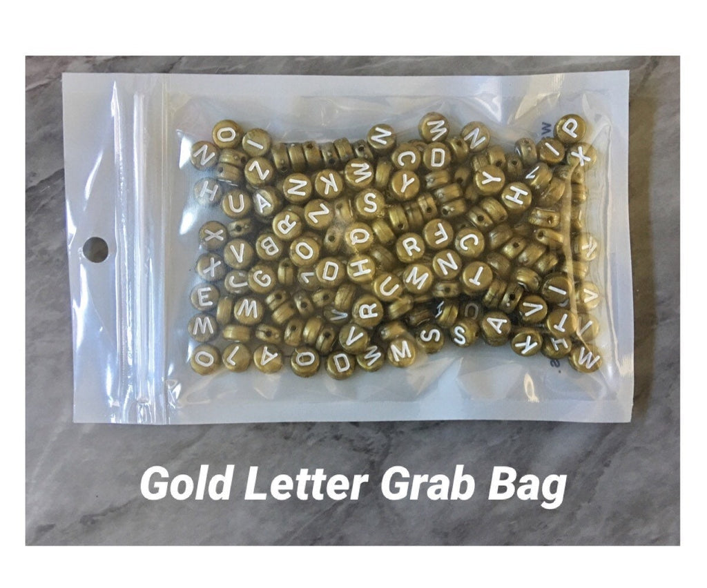 Gold Letter Bead Grab Bag, charms for jewery making, alphabet charms, name jewelry, monogram jewelry, gold letter beads
