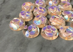 Peachy purple chunky confetti + Clear Resin 12mm Druzy Cabochons, jewelry making kit earring set, diy jewelry, druzy studs, 12mm Druzy