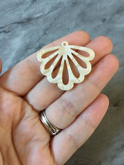 Butterfly Wings cutout acrylic 36mm Earring Necklace pendant bead one hole top, tan white cream tortoise shell print round
