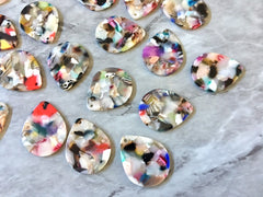 Teardrop Airy Rainbow Mosaic Resin Beads, acrylic 29mm Earring Necklace pendant bead, one hole at top, pride unicorn jewelry acrylic DIY