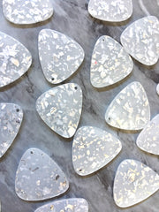 Silver Foil Confetti & Clear resin Acrylic Blanks Cutout, earring pendant jewelry making, 30mm blue 1 Hole earring blanks, drop earrings