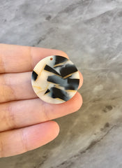 Black Mosaic Tortoise Shell Acrylic Blanks Cutout, Circle blanks, earring bead jewelry making, 28mm jewelry 1 Hole circle granite bangle