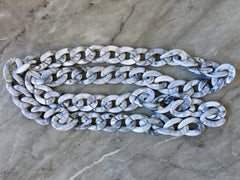 XL Gray & White LINKED chain, 40” mask chain chunky necklace or bracelet, lucite resin chain links jewelry making, plastic connector large