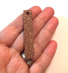 Rosegold Glitter acrylic stick Beads, Rectangle geometric shape acrylic 50mm Long Earring or Necklace pendant bead 1 one hole jewelry brown