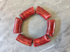 Acrylic curved tube beads, red tube bracelet beads, resin tube beads accent statement bracelet, stretch bracelet beads, red bracelet