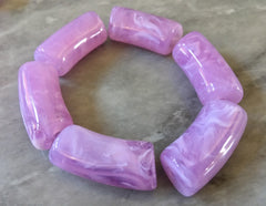 Acrylic curved tube beads, lavender tube bracelet beads, resin tube beads accent statement bracelet, stretch bracelet beads, purple bracelet