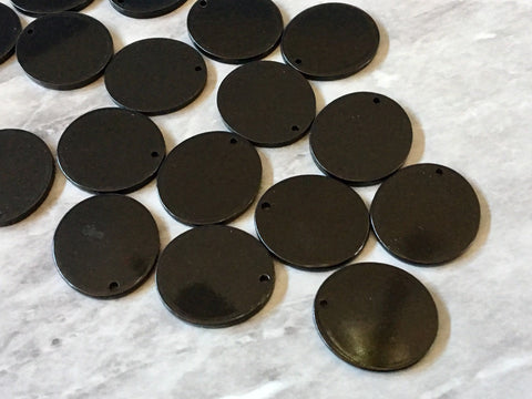 Black Acrylic Blanks Cutout, Circle blanks, earring bead jewelry making, 25mm circle jewelry, 1 Hole circle bangle single hole