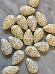 Gold Painted Cream 19mm Beads, Beads for Bangle Making or Jewelry Making, chunky beads, statement beads necklace off white