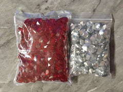 WHOLESALE Huge Lot Crystal Hearts Necklace charms, clearance beads jewelry making earrings bracelet necklace red silver gray mirror