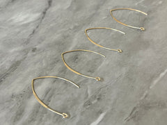 Gold Slide Through Earring Blanks, DIY earring Kit, 44mm V shaped front and back earrings, gold acrylic charm drop dangle pull through