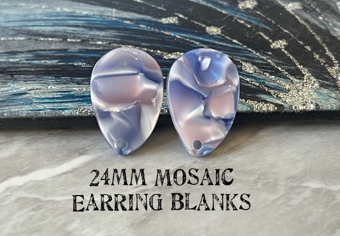 Rainbow 24mm Mosaic post earring blanks, colorful drop earring, silver or gold stud earrings statement jewelry, dangle DIY earring making