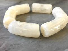 Acrylic curved tube beads, cream tube bracelet beads, resin tube beads accent statement bracelet, stretch bracelet beads