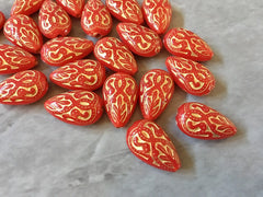 Gold Painted Red 19mm Beads, Beads for Bangle Making or Jewelry Making, chunky beads, statement beads necklace cherry