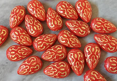 Gold Painted Red 19mm Beads, Beads for Bangle Making or Jewelry Making, chunky beads, statement beads necklace cherry