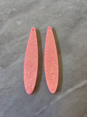 Pink Sparkle Glitter Confetti Acrylic Resin Beads teardrop cutout 56mm Earring Necklace pendant one hole DIY blanks acetate, pink earrings