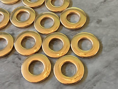 Gold Circle metal earring Rings, circle cutout Necklace pendant bead, one hole at top DIY blanks 23mm across circles, jewelry making