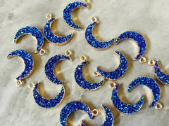 Moon Crescent Druzy Beads with hole, Faux Druzy Beads, purple blue mermaid druzy bracelet, druzy bangle, celestial bracelet jewelry