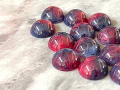 Red & Blue Swirl Resin 12mm Cabochons, jewelry making kit, earring set, diy jewelry, druzy studs, 12mm Druzy cabochon stud