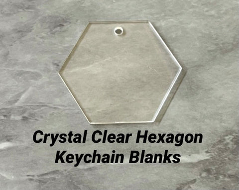 Clear Blanks, 2 Inch Hexagon w 1 Hole, Keychain blanks, acrylic blanks, monogram keychain, monogram gifts sign blanks