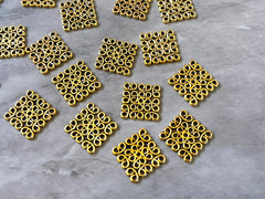 Gold 20mm Filigree, gold drop earring blanks, gold connector beads, gold jewelry making, gold square diamond blanks