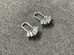24mm Rhinestone Silver Fans post earring blanks, silver drop earring, silver stud earring, silver jewelry, dangle DIY earring making round