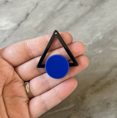 Mod Style Royal Blue & Black Beads, circle cutout acrylic 43mm Earring or Necklace pendant bead, one hole at top, colorful statement