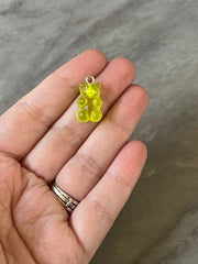 Green Bear Pendants, Gelatin Bear Pendants, 20mm bears with 1 hole, colorful rainbow drop pendants, bear beads, resin necklace earrings