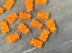 Orange Bear Pendants, Gelatin Bear Pendants, 20mm bears with 1 hole, colorful rainbow drop pendants, bear beads, resin necklace earrings
