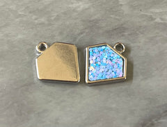 Sky Blue Diamond Shaped Glitter Pendant, acrylic earring necklace charm, girly bracelet necklace earring jewelry making, 20mm charms