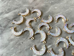 Moon Crescent Druzy Beads with hole, Faux Druzy Beads, lavender cream druzy bracelet, druzy bangle, celestial bracelet jewelry
