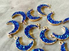 Moon Crescent Druzy Beads with hole, Faux Druzy Beads, purple blue mermaid druzy bracelet, druzy bangle, celestial bracelet jewelry