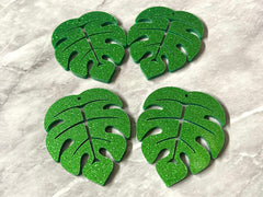 Monstera Leaf Glitter Green Acrylic Blanks Cutout, earring pendant jewelry making, 40mm jewelry, 1 Hole earring blanks leaves