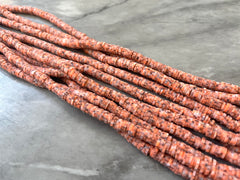 Bonfire 6mm WHOLESALE rubber disc beads, 16” strand heishi beads, colorful round polymer beads, pride clearance beads donut orange