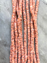 Bonfire 6mm WHOLESALE rubber disc beads, 16” strand heishi beads, colorful round polymer beads, pride clearance beads donut orange