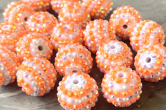 Neon Orange rhinestone gem chunky beads, 20mm colorful round bubblegum jewelry making beads, girls necklace bracelet earrings