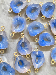 Light Blue oval Druzy Beads with 2 Holes, Faux Druzy Connector Beads, gold druzy, druzy bracelet bangle bracelet jewelry rough cut agate