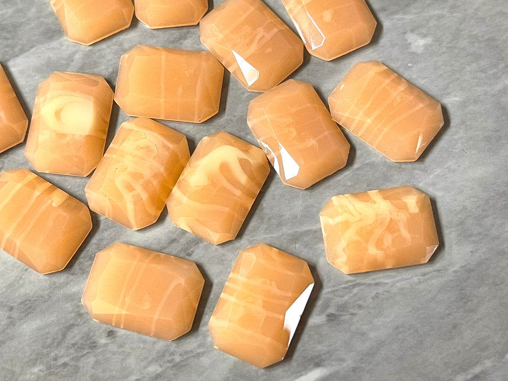 Orange Creamsicle Acrylic Blanks Cabs, 25mm rectangle blanks, earring jewelry making, stud earring blanks, cabochon wire wrapping pendant
