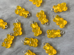 Marigold Bear Pendants, Gelatin Bear Pendants, 20mm bears with 1 hole, colorful rainbow drop pendants, bear beads, resin necklace earrings