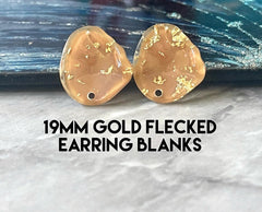19mm Gold Foil + Tan post earring blanks drop earring, stud earring jewelry dangle DIY earring making oval fancy drop evening brown
