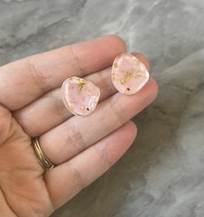 19mm Gold Foil + Blush Pink post earring blanks drop earring, stud earring jewelry dangle DIY earring making oval fancy drop evening