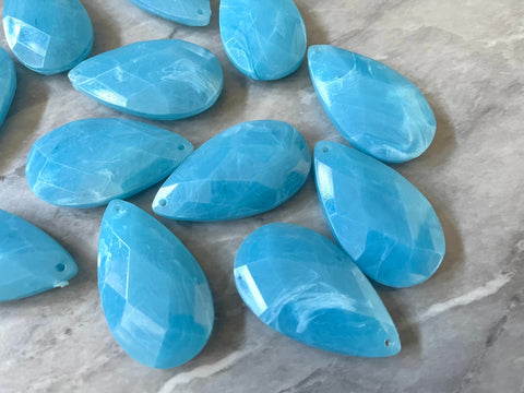 XL Caribbean Blue teardrop faceted beads, 48mm Oval Beads, Big Acrylic beads, Big Beads, Bangle Beads, Beaded Jewelry, statement necklace