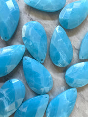 XL Caribbean Blue teardrop faceted beads, 48mm Oval Beads, Big Acrylic beads, Big Beads, Bangle Beads, Beaded Jewelry, statement necklace