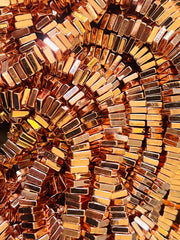 Shiny Copper 6mm square beads, bracelet beads heishi beads cube beads, spacer beads clearance beads donut bracelet donut