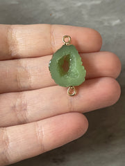 Green oval Druzy Beads with 2 Holes, Faux Druzy Connector Beads, gold druzy, druzy bracelet bangle bracelet jewelry rough cut agate