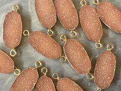 Champagne Rectangle Druzy Beads with 2 Holes, Faux Druzy Connector Beads, gold druzy, druzy bracelet, druzy bangle, tan bracelet jewelry