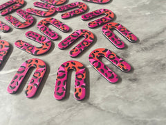 3D Printed cheetah print Beads, rainbow cutout acrylic 33mm Earring Necklace pendant bead, one hole at top DIY blanks black pink orange