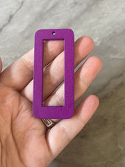 Laser Cut XL Purple rectangle Cutout, Mod wood Beads, Wood earrings, Tassel Necklace Charm Jewelry focal point, 1 Hole blanks