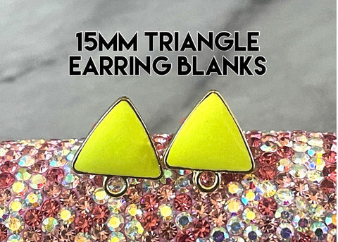 Neon Resin 15mm post earring blanks drop earring, stud earring jewelry dangle DIY earring making triangle fancy drop evening yellow